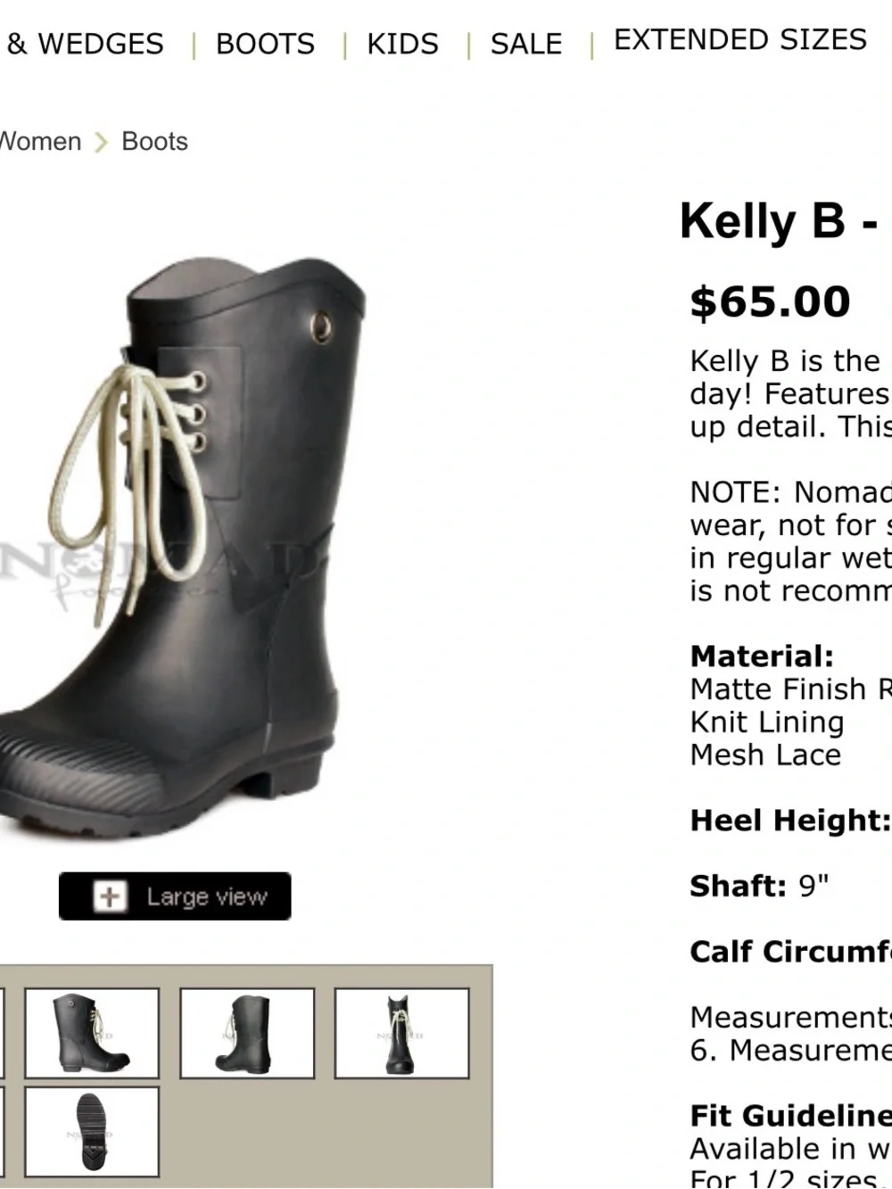 Women Nomad Black  Rain & Snow Boots with Light Gray Laces